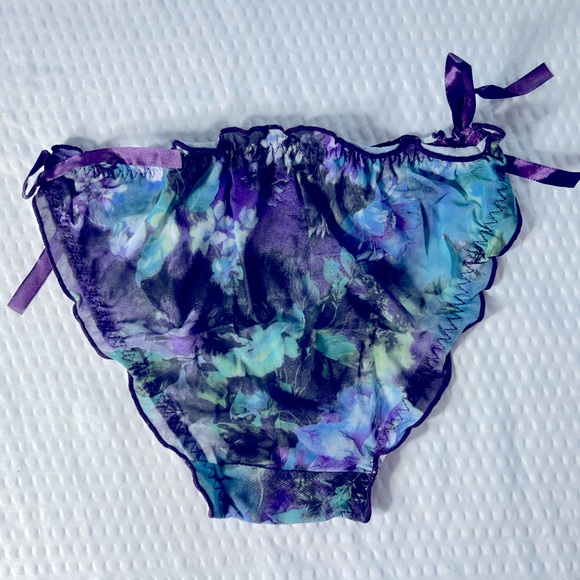 JK7652- Mesh Floral Design, With Open Side-Ties. Size: Small - Picture 3 of 4